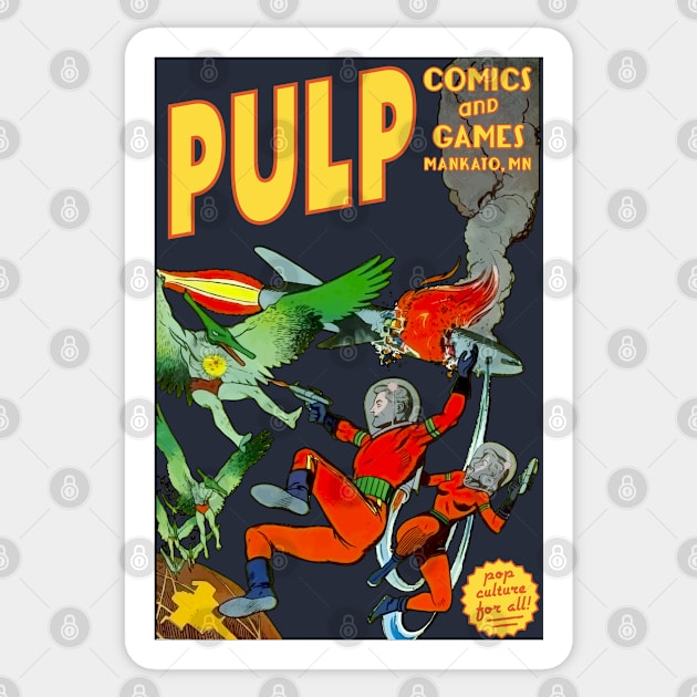 Pulp Bird People Attack! Sticker by PULP Comics and Games